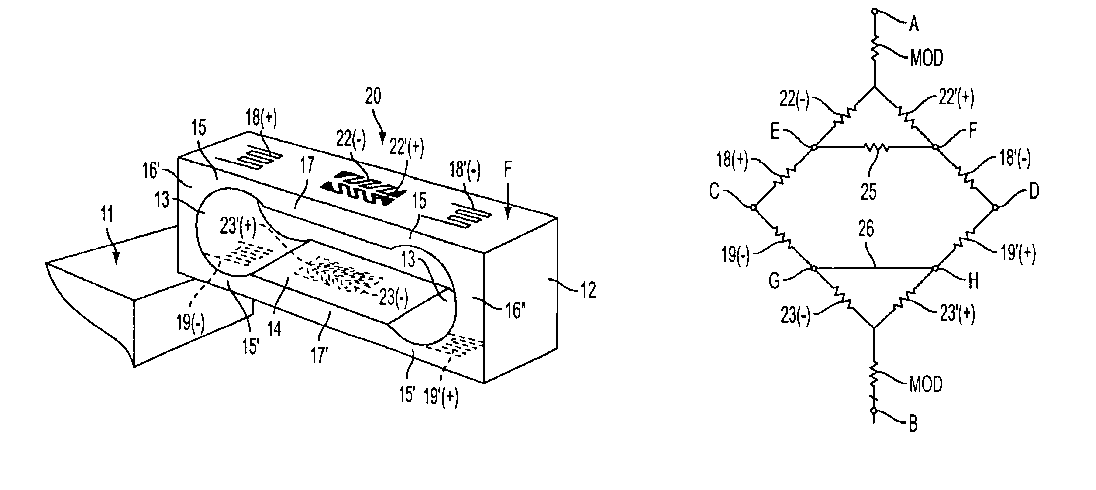 Bending beam load cell with torque sensitivity compensation
