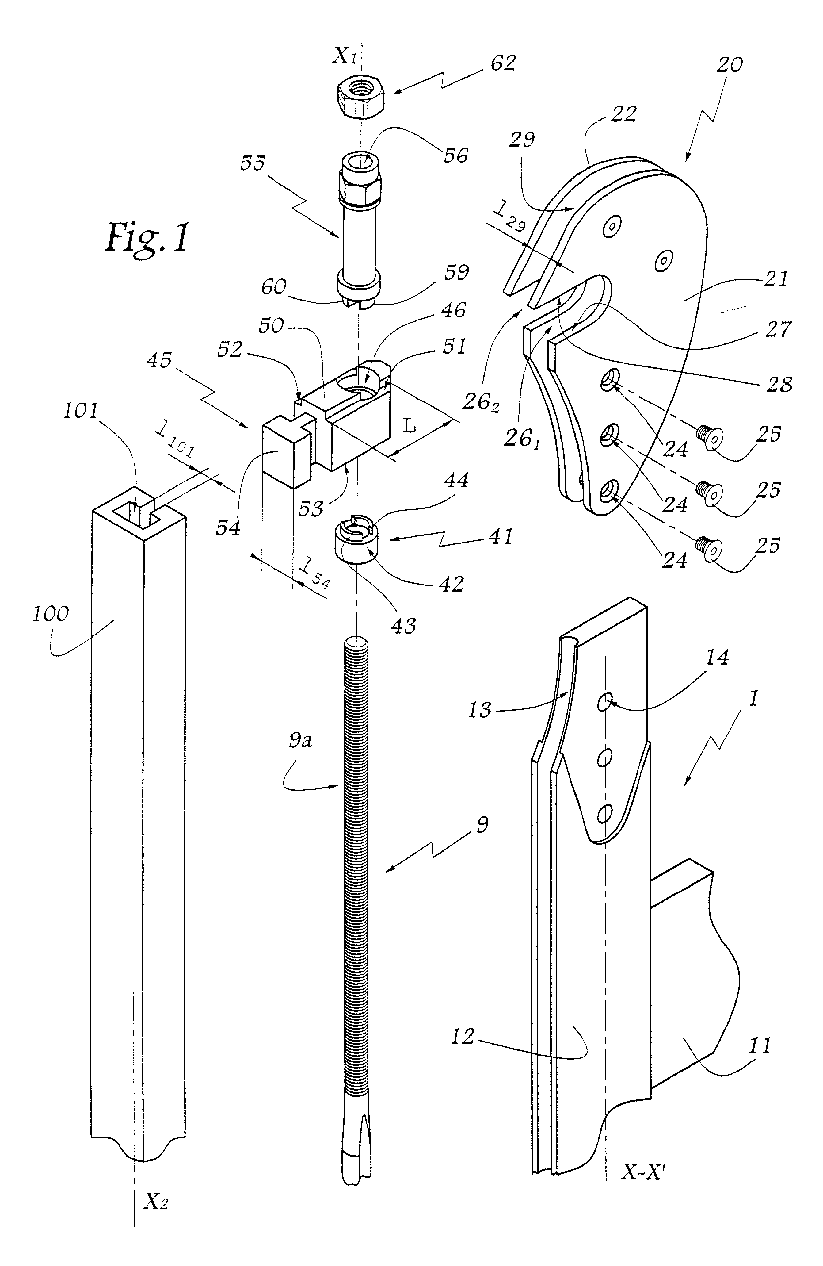 Device for coupling a heddle frame on a motion-transmission element