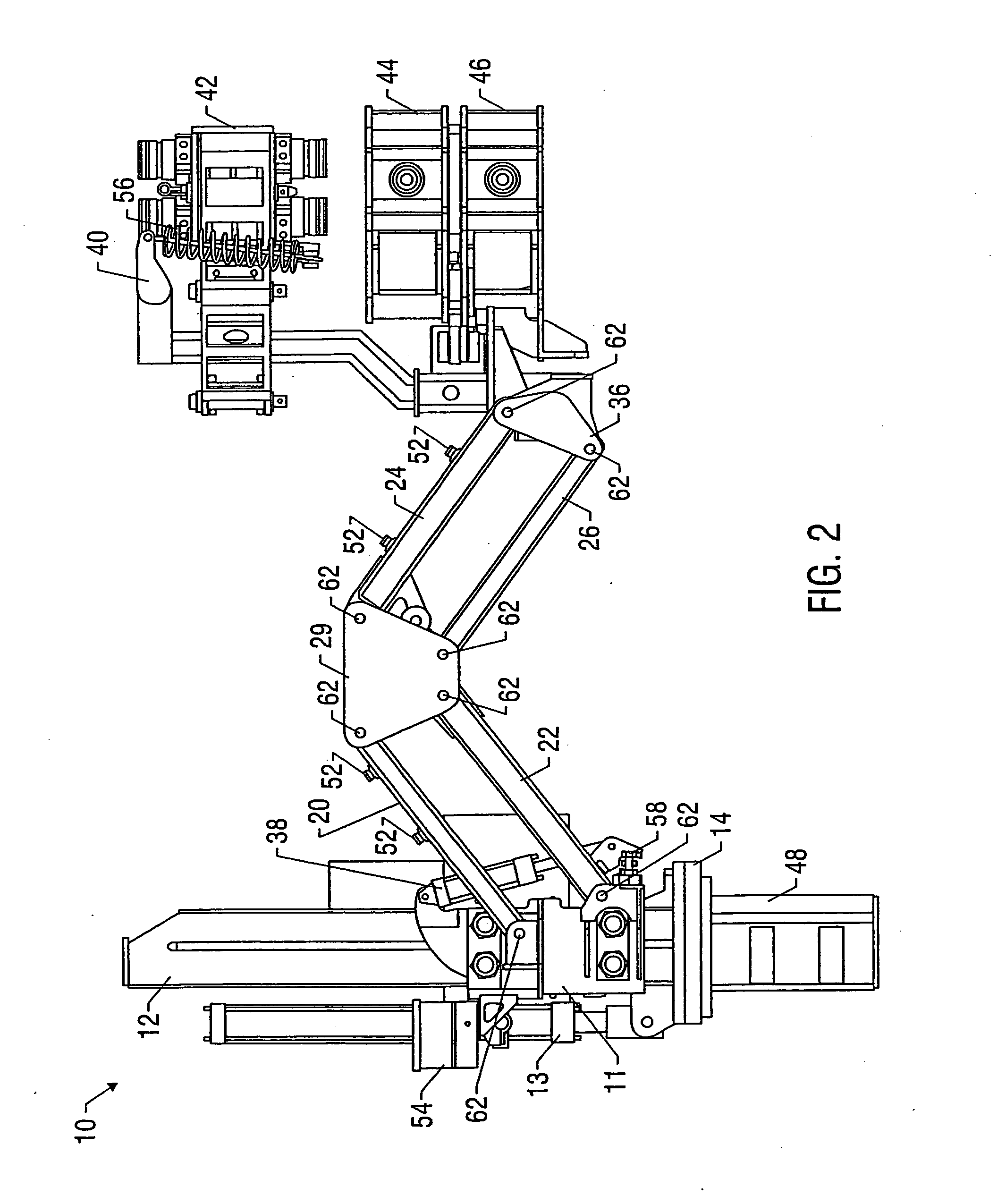 Automated arm for positioning of drilling tools such as an iron roughneck