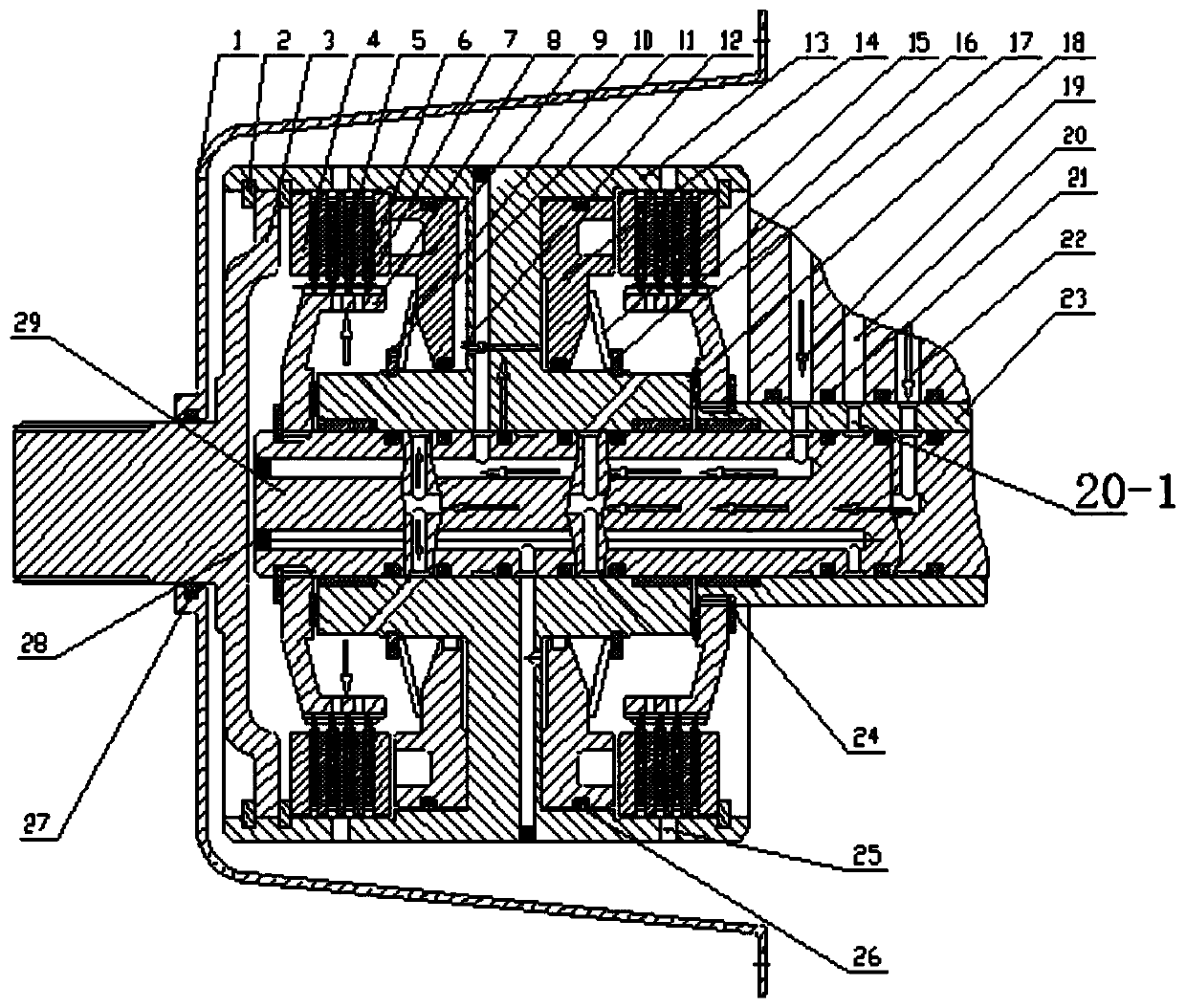 A wet dual clutch