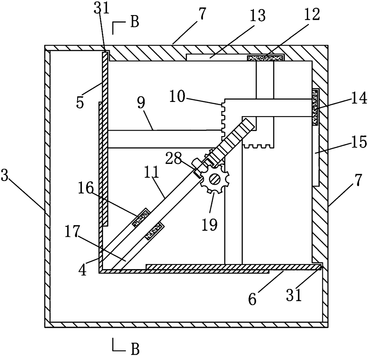 Volume adjustable wind tunnel testing model device for L-shaped gallery type double curtain wall