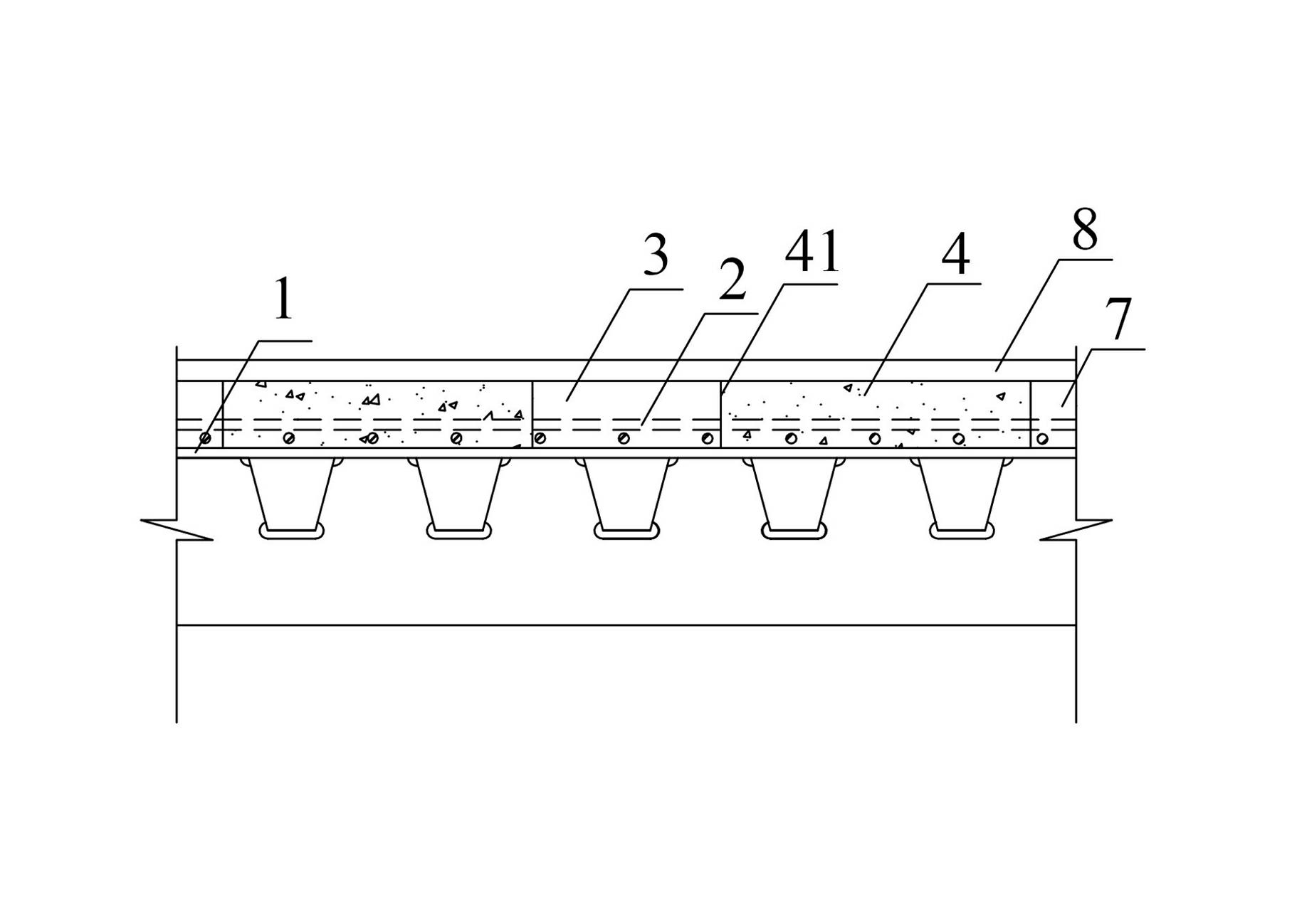 Fabricated fibrous concrete combined deck structure and construction method thereof
