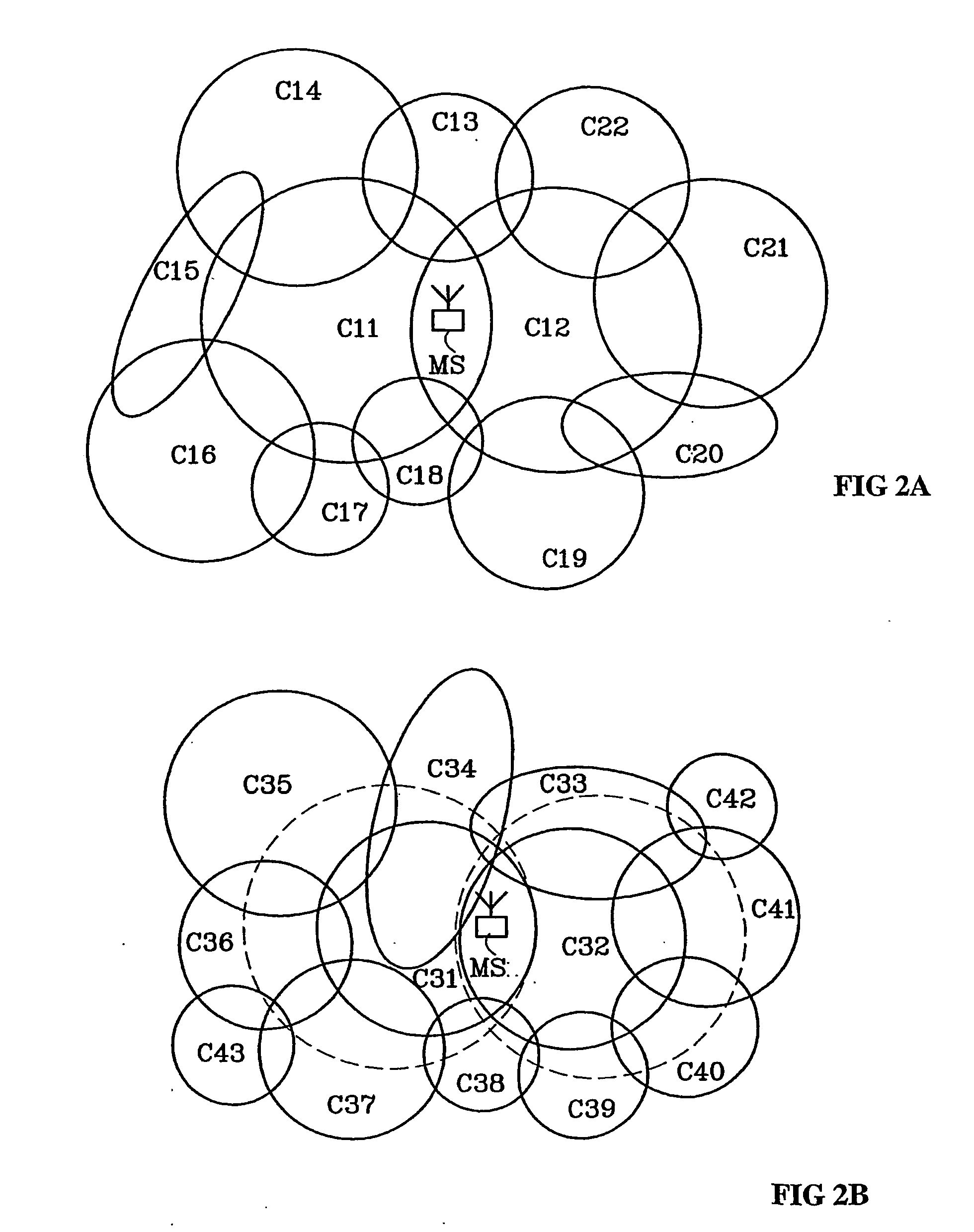 Method for determining a monitored set of cells associated with an active set of cells