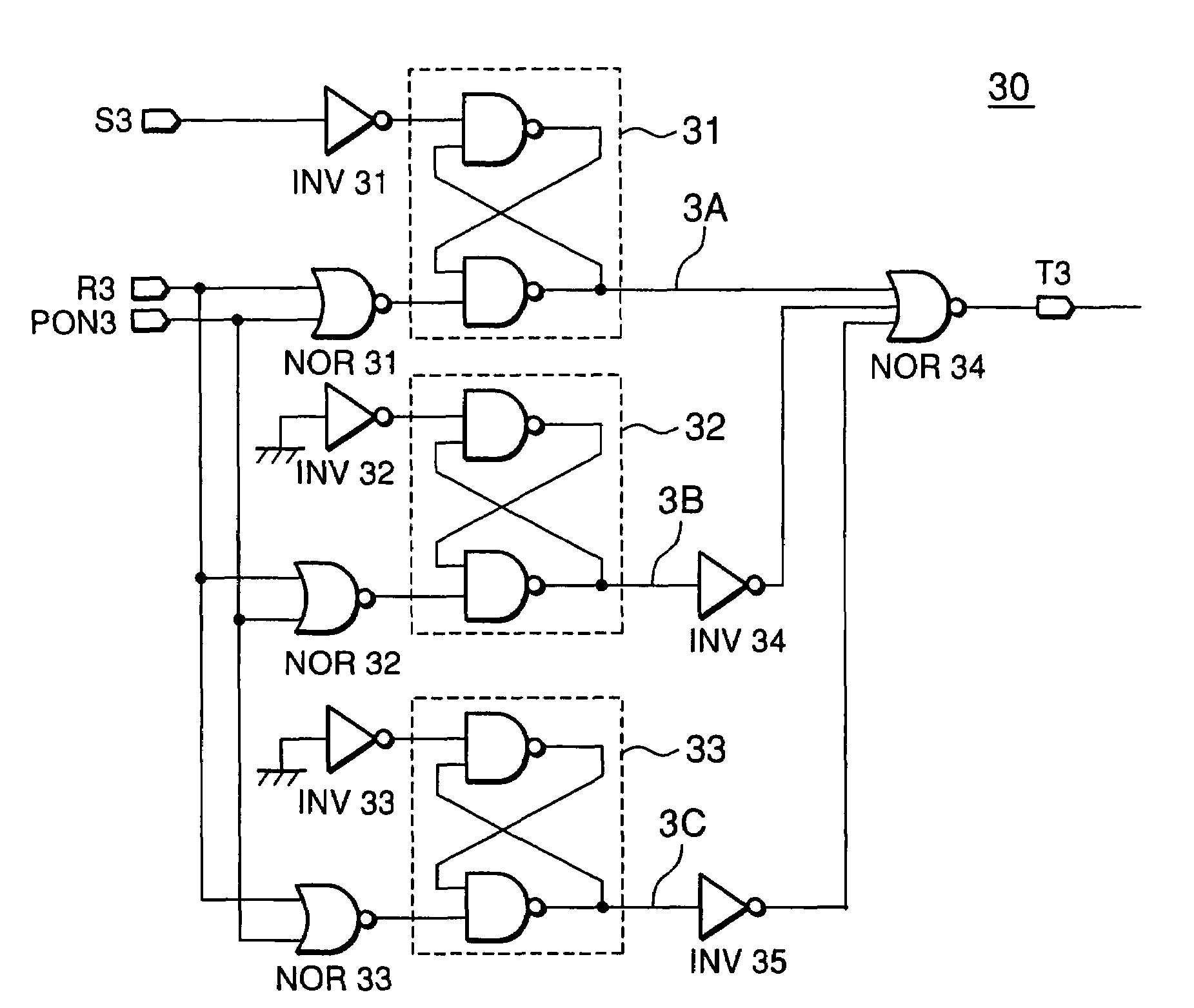 Power-on reset circuit using flip-flop and semiconductor device having such power-on reset circuit