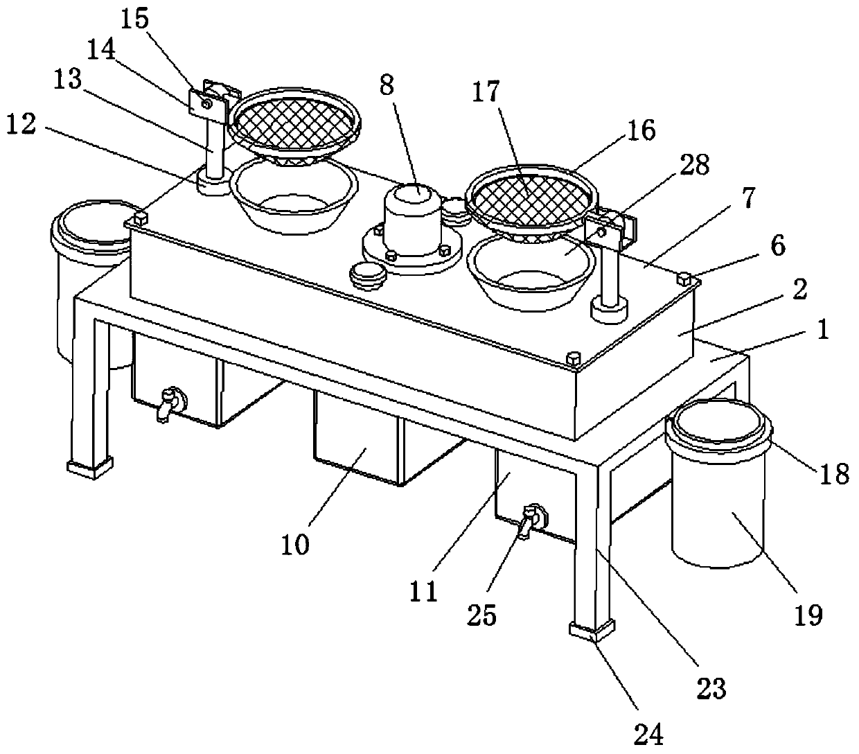 Self-cleaning recycling device for domestic wastewater treatment