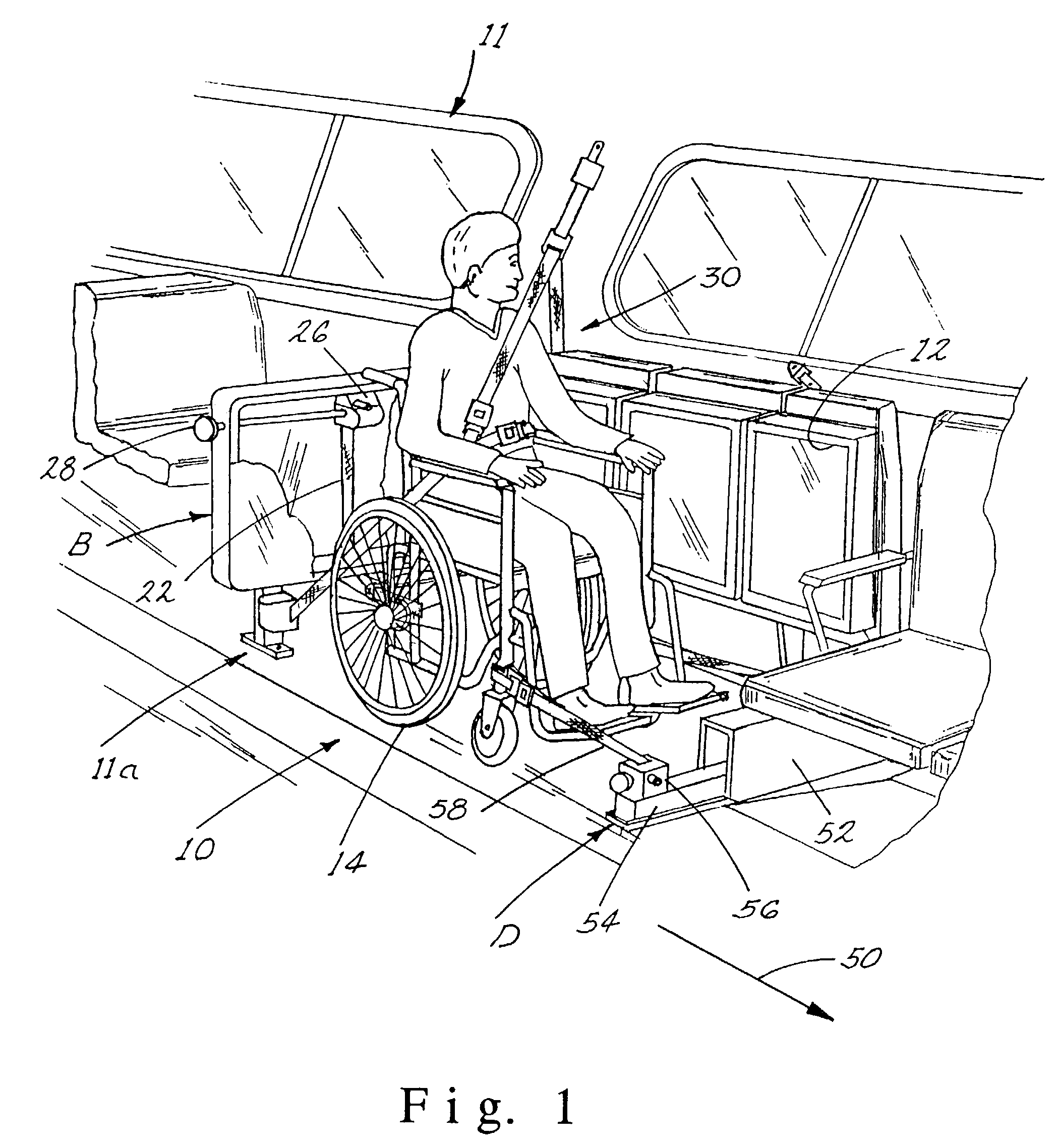 Wheelchair restraint system for a transportation vehicle