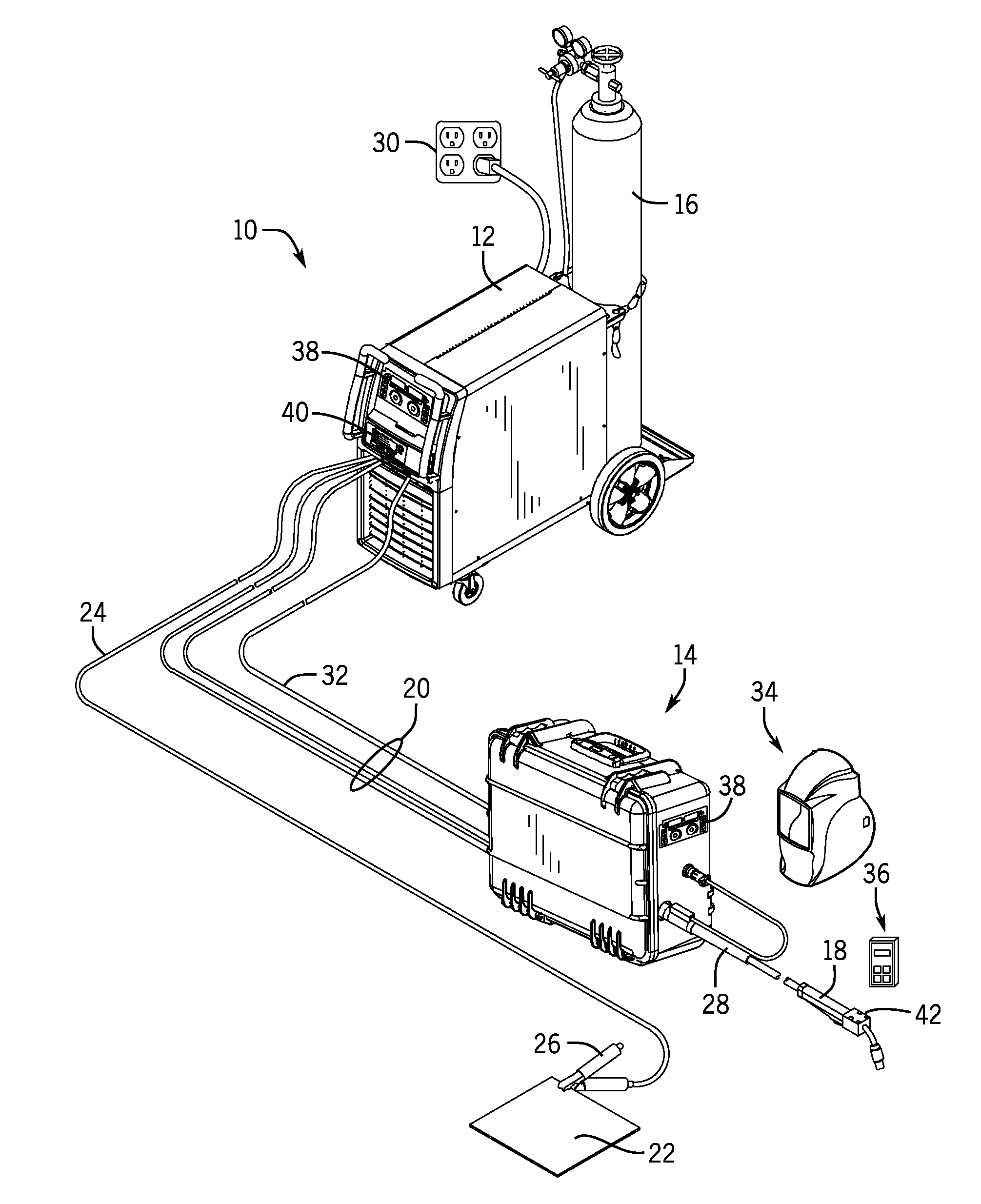 Welding system with multiple user interface modules
