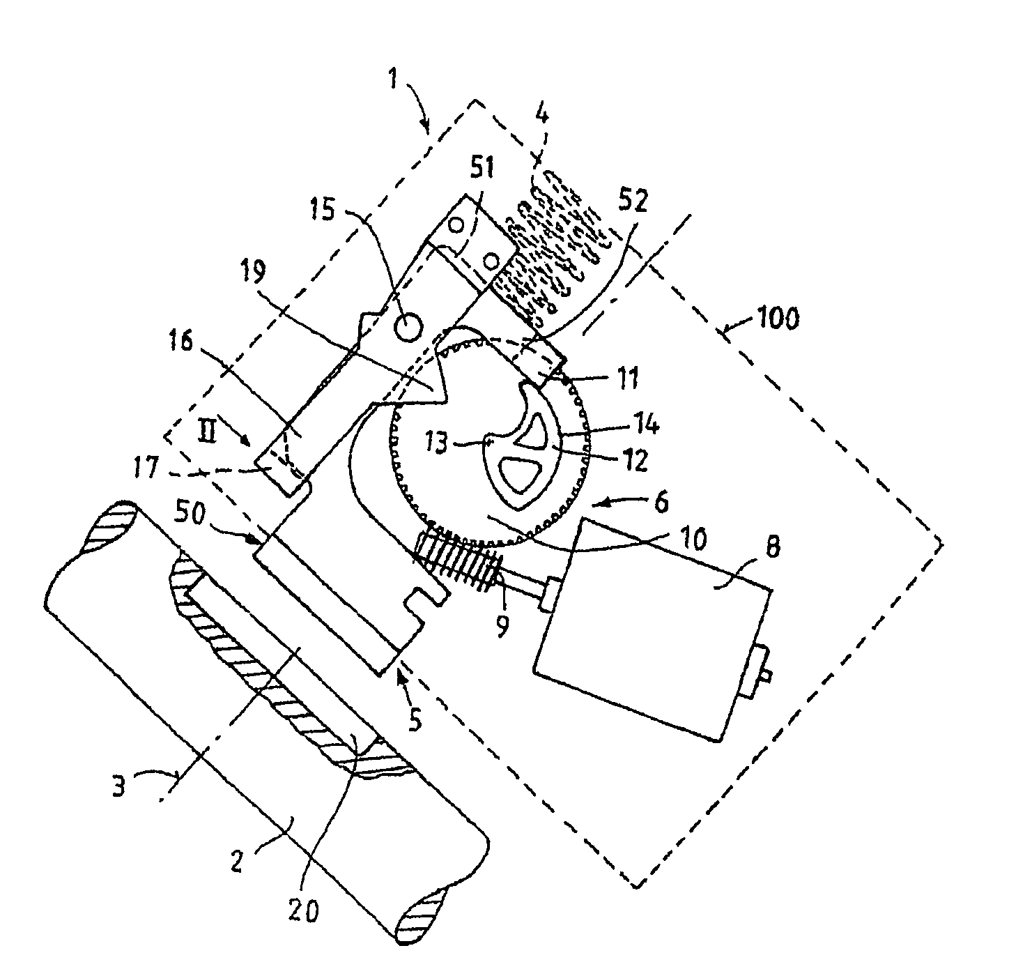 Safe gear box for electrical steering column lock