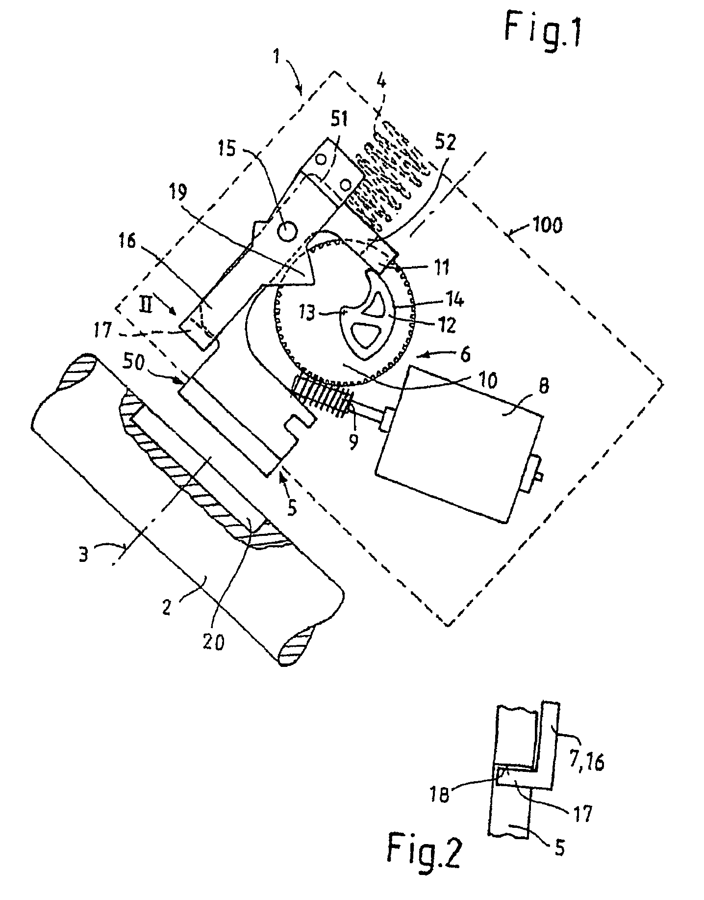 Safe gear box for electrical steering column lock
