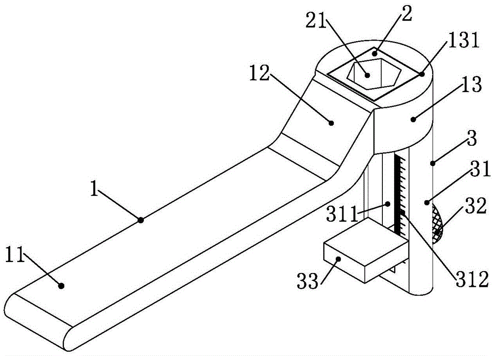 A wrench capable of controlling the protruding length of a core-through bolt