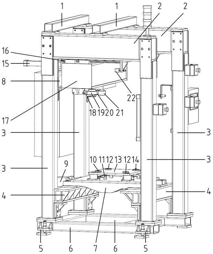 Combined pressing device for online assembly of forklift gearbox