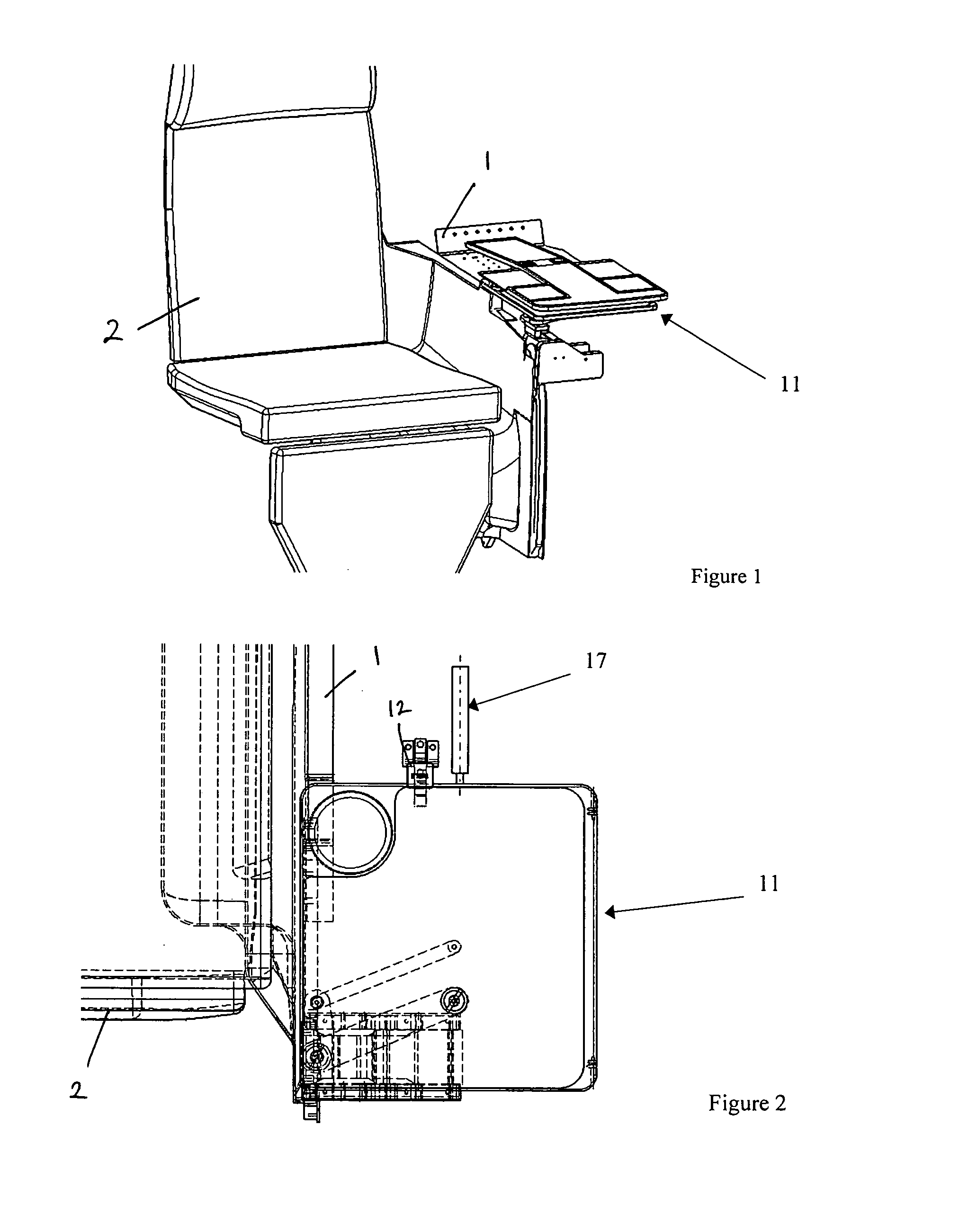 Table apparatus for a vehicle seat