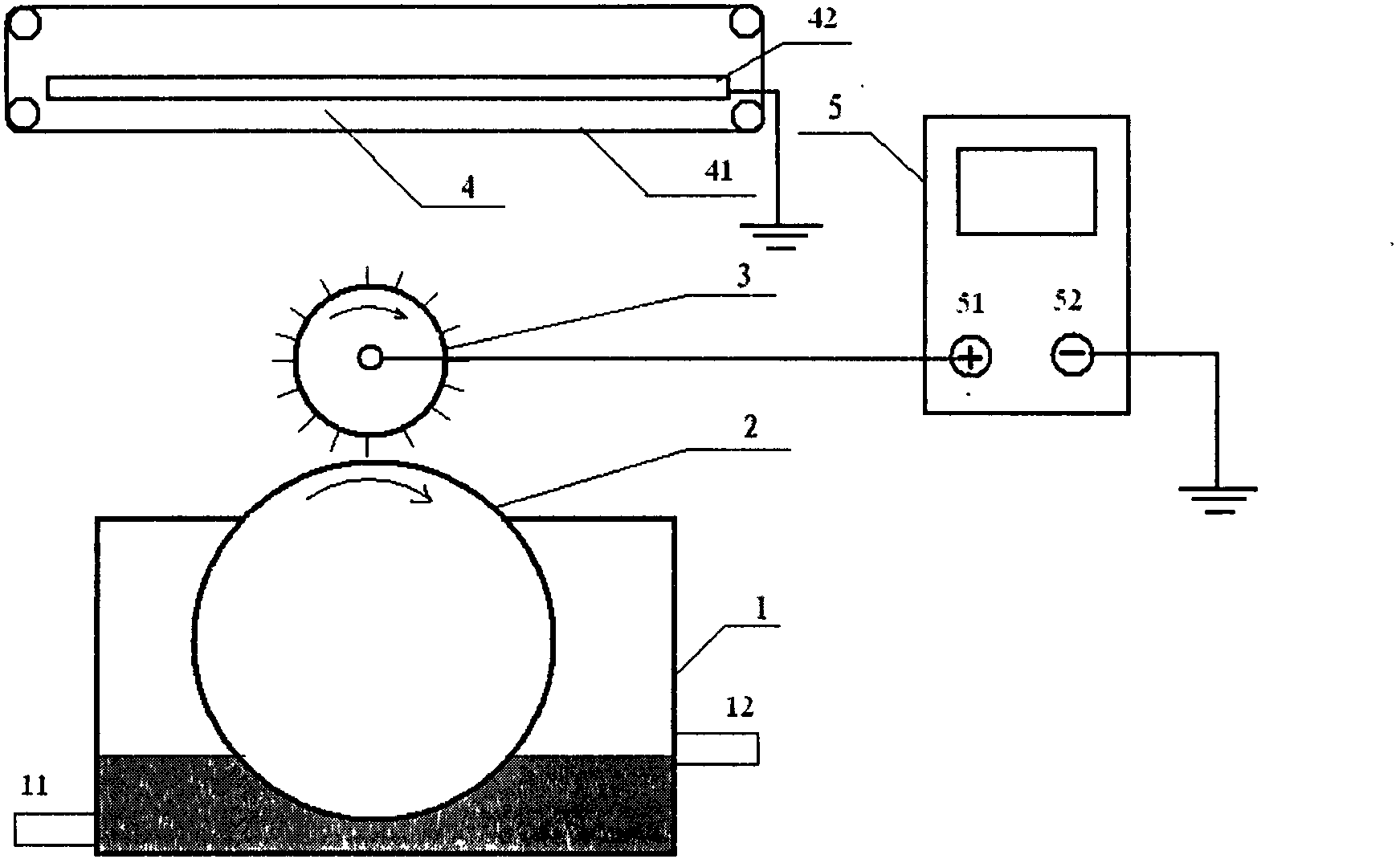Production device for multi-roll solid-pin electrode nanofiber non-woven fabrics