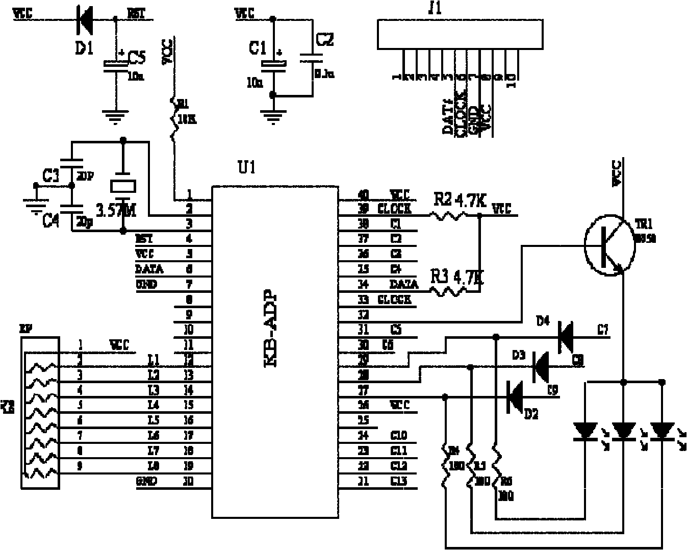 Matrix keyboard for detector of positioning orientating system