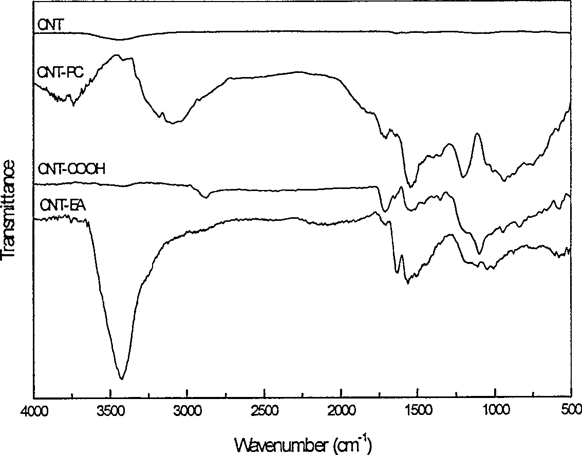 Water soluble carbon nano tube of grafting phosphorylcholine and preparing method