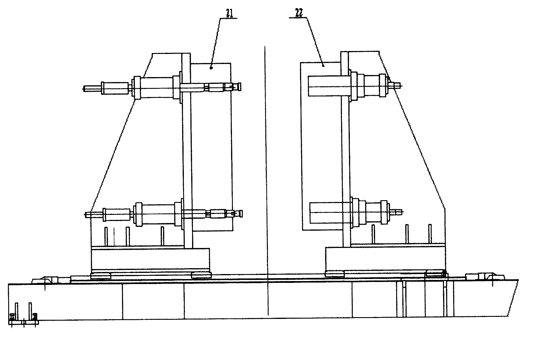 Die-assembling mechanism in hollow plastic molding machine