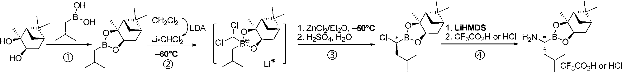 One-pot method for synthesizing chiral amino boronate intermediate