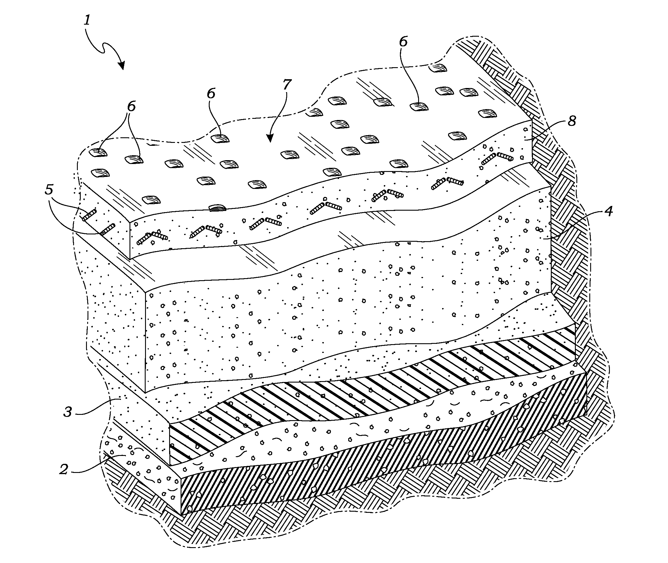 Multi-layered cement compositions containing photocatalyst particles and method for creating multi-layered cement compositions containing photocatalyst particles