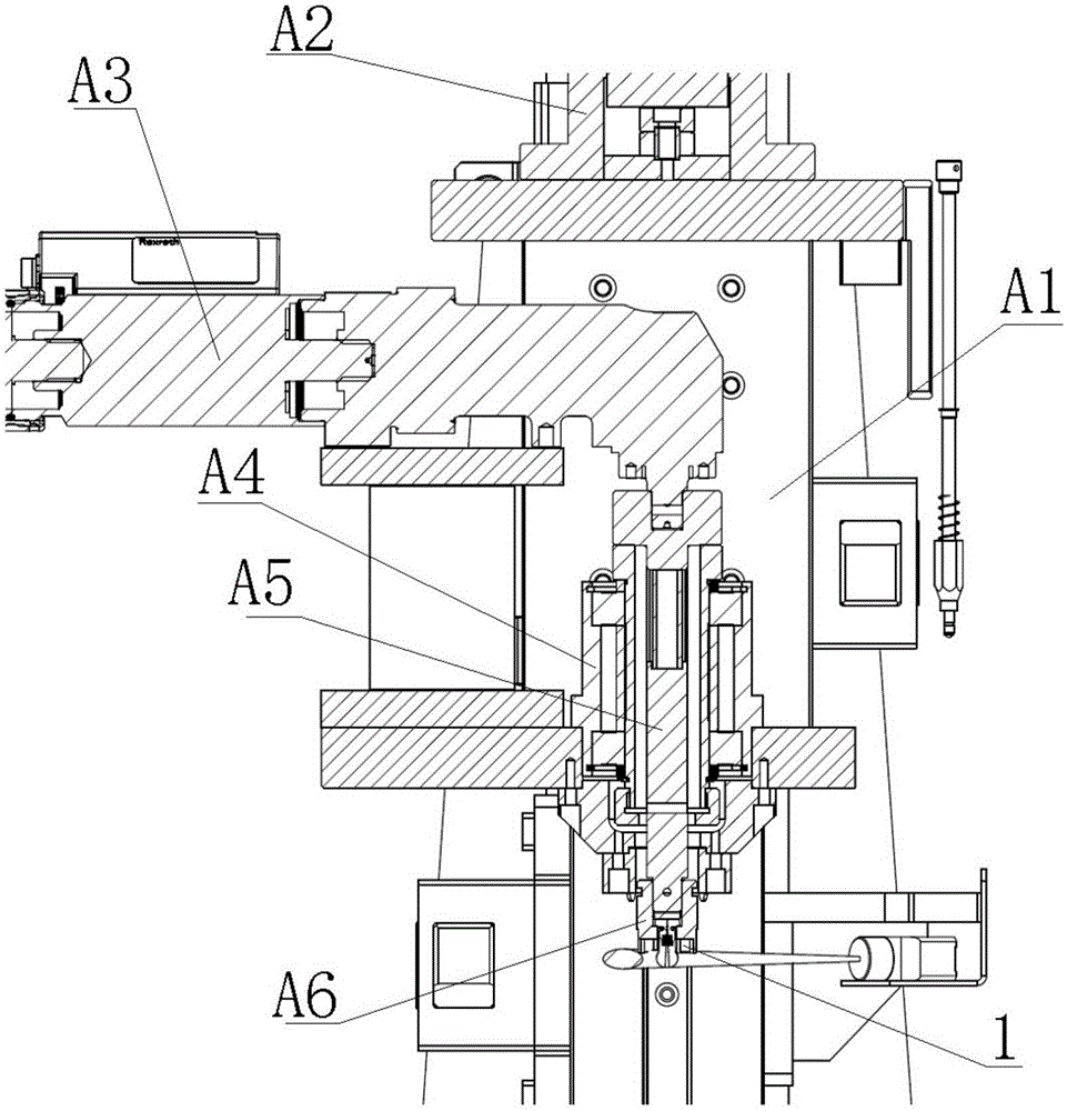 Integrated screwing and riveting mechanism for steering engine adjusting nut and application method of integrated screwing and riveting mechanism