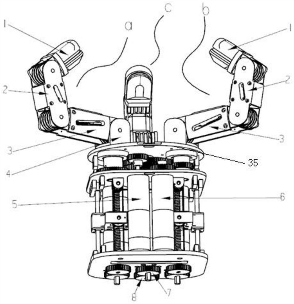 A collaboratively driven three-fingered robotic dexterous hand