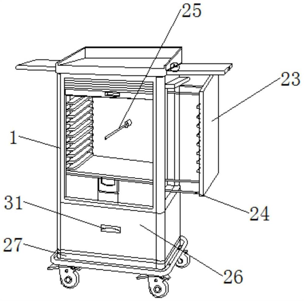 A medical mechanical cart for convenient storage and use of instruments