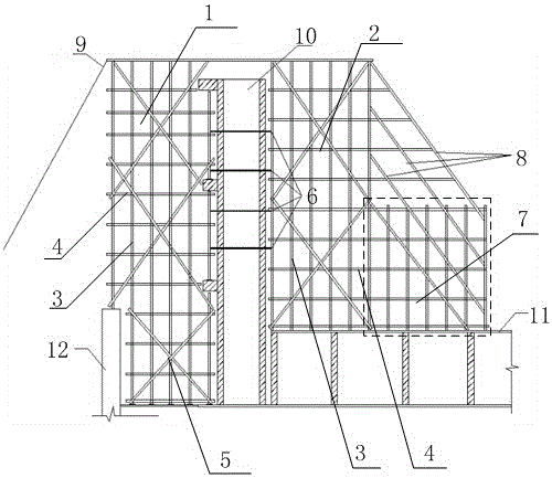 Scaffold and construction method based on coke oven resistance wall