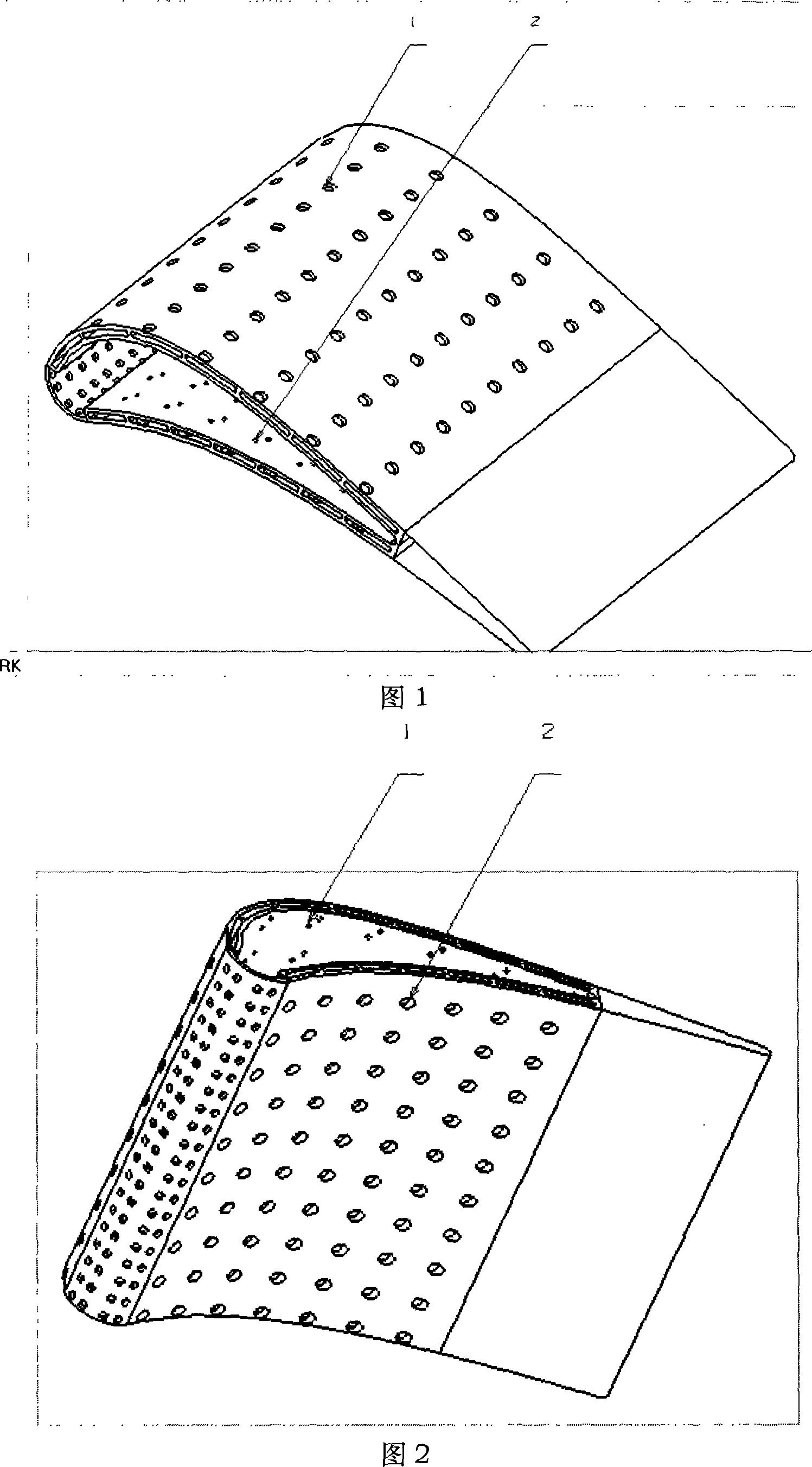 Combined cooling structure for turbine blade middle-part porous impact aerating film