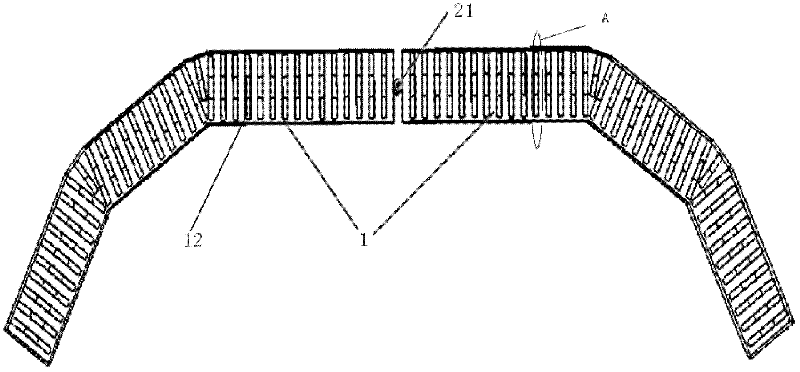 Tortuous two-way surface wave splitter