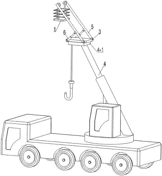 Overhead operation platform arranged on vehicle crane jib