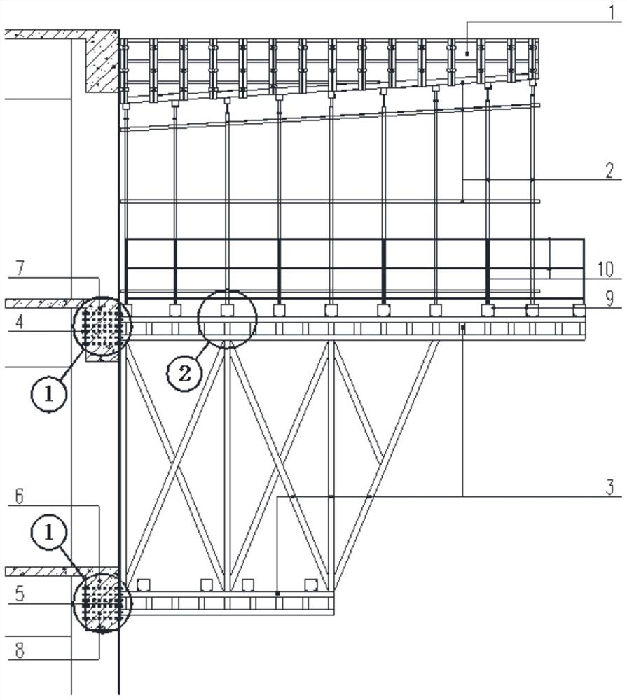 Construction method of high-altitude large-cantilever concrete beam and slab structure