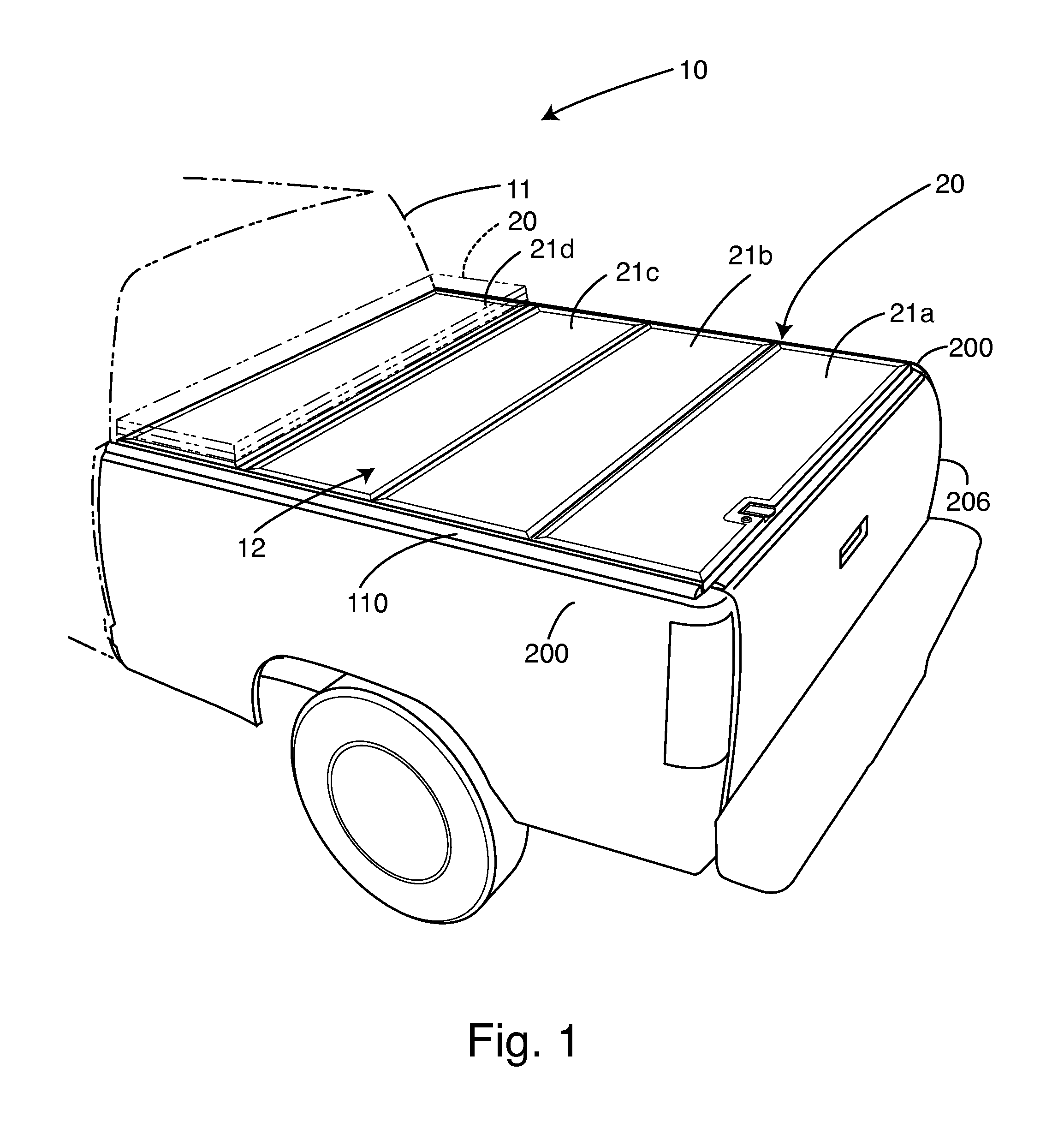 Folding cargo bay cover for pickup truck