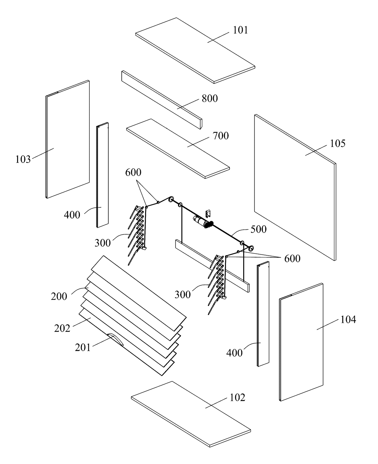 Cupboard with up-down louvered door and balance system