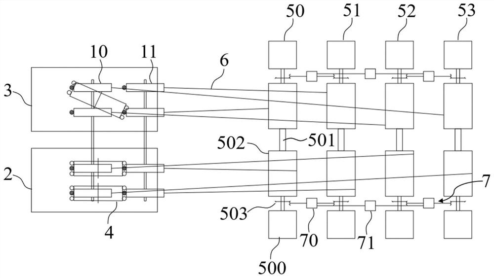 A tension self-balancing multi-rope winding lifting system and method