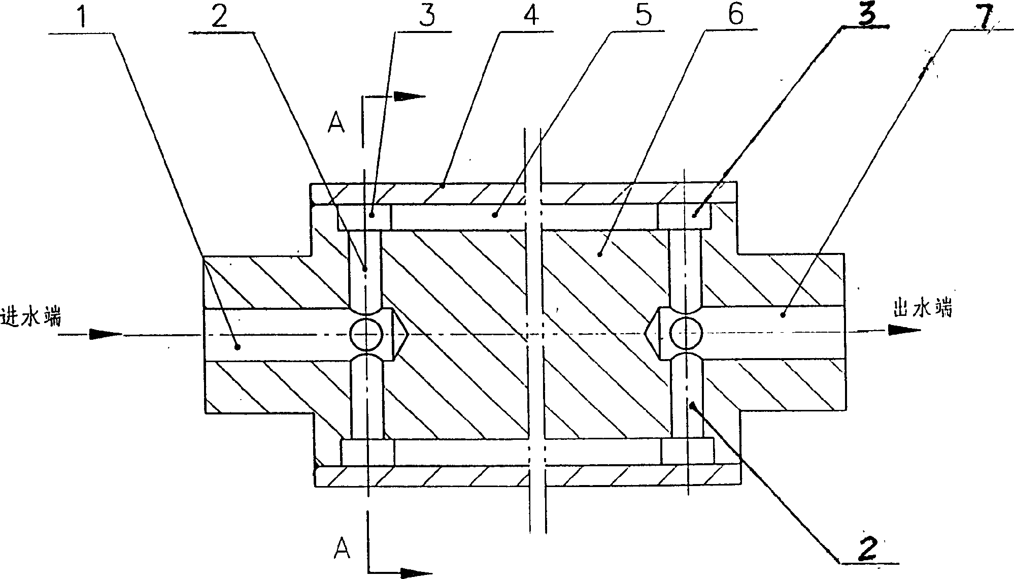 Composite roller for two cooling regions of conticaster