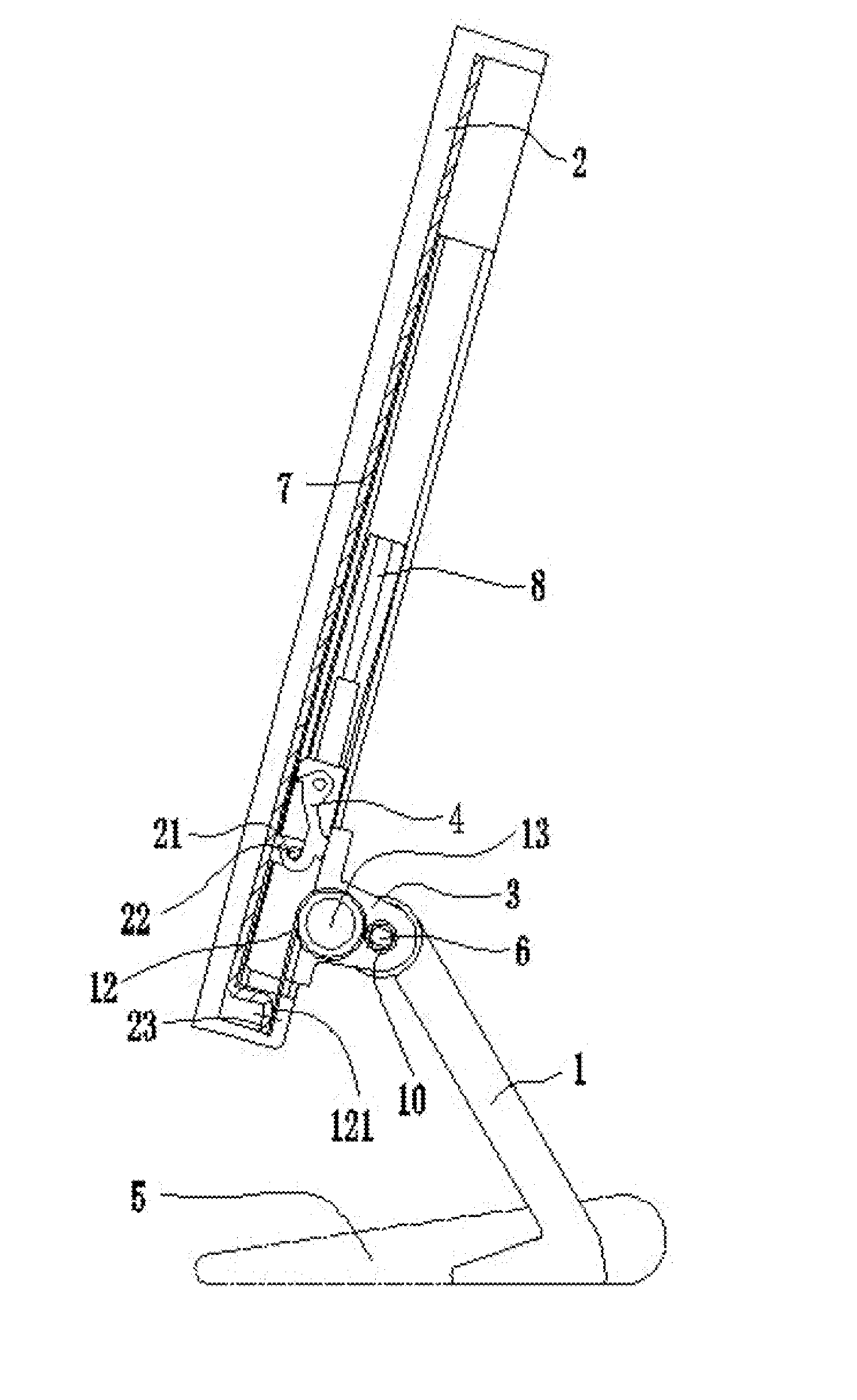 A positioning and adjusting device of display