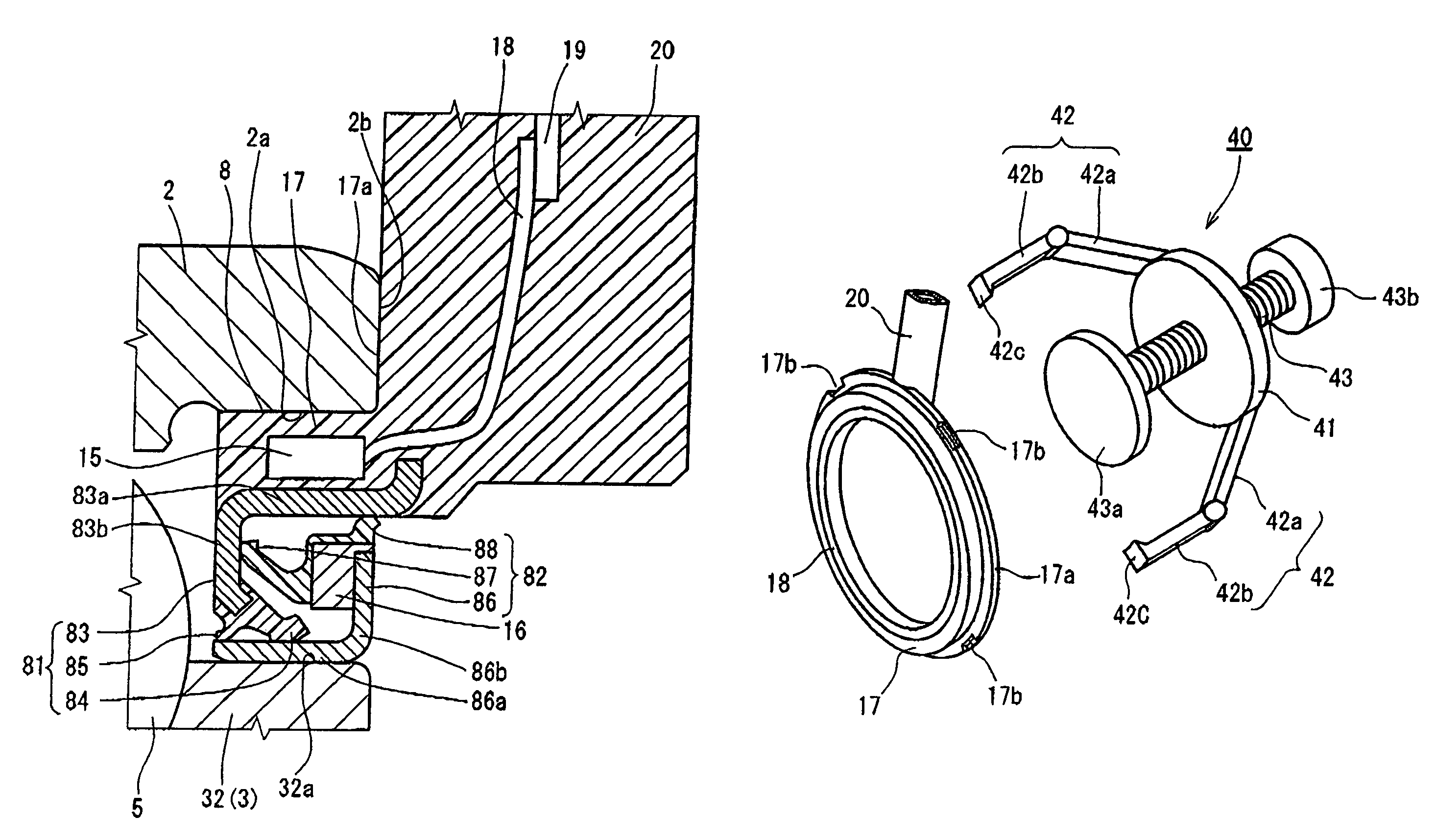 Sensor assembly, sealing device, and roller bearing apparatus for vehicles having integrated connector and ring