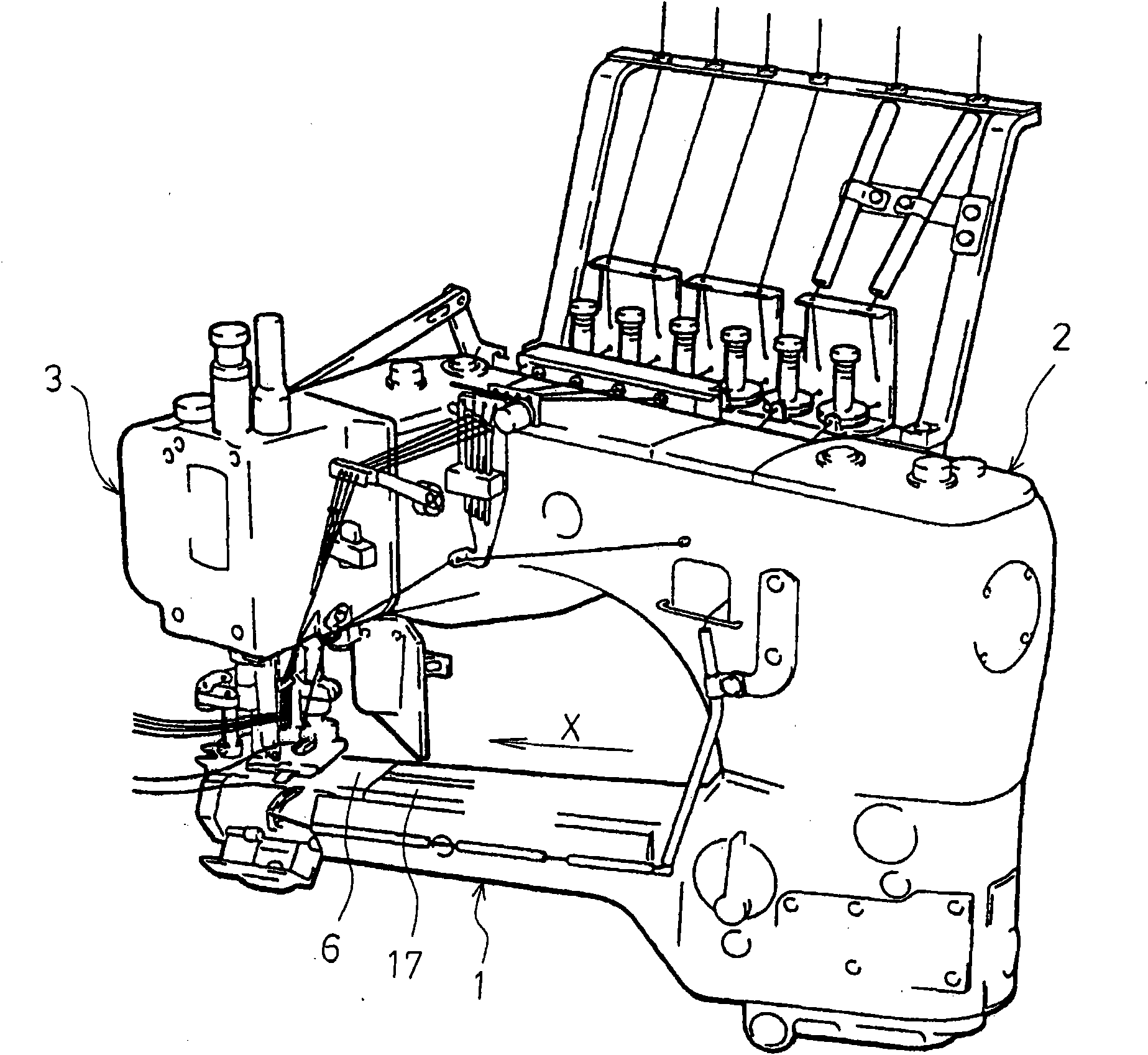 Arm out type sewing machine