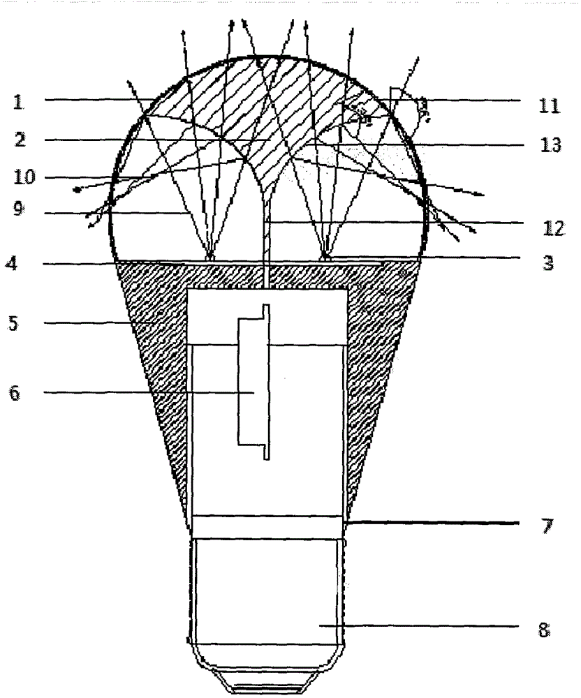 A kind of LED bulb lamp with aspherical corner mirror structure