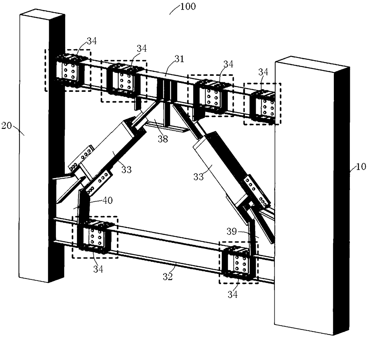 Large-deformation energy-dissipation restorable easy-to-repair outrigger truss system