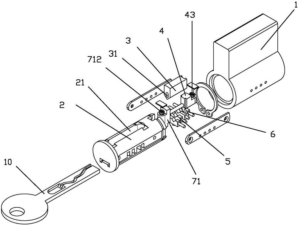 Blade lock with radial displacement being mutually controlled through front locking mechanism and rear locking mechanism