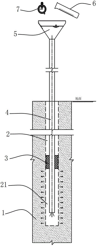 Method and device for in-situ penetration test by means of water injection under drilling pressure