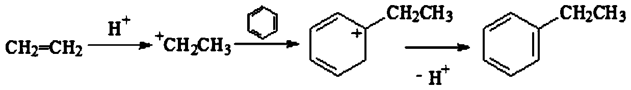 Energy-saving reaction process for producing ethylbenzene from pure ethylene