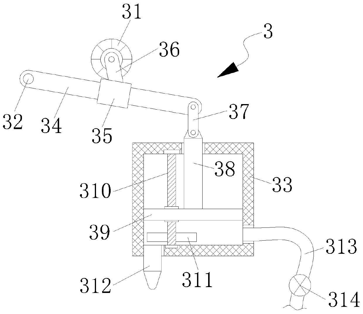 Whole outer surface spraying device for scaffold semi-finished product