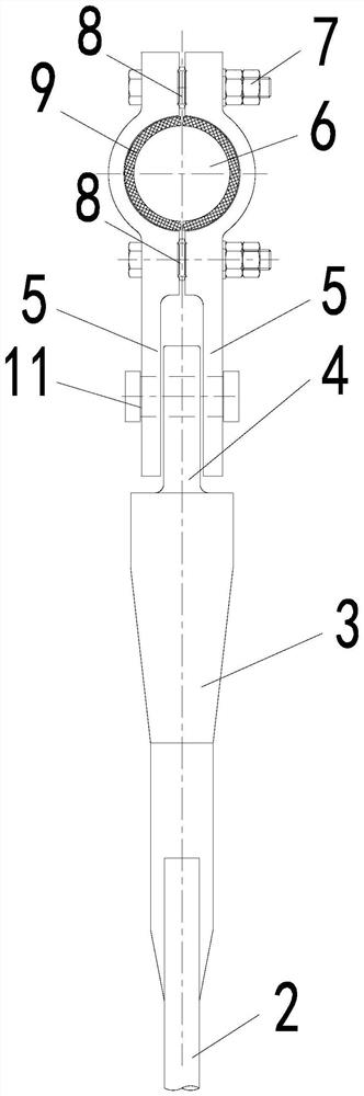 Connecting structure of suspension bridge cable clamp and main cable and construction technology