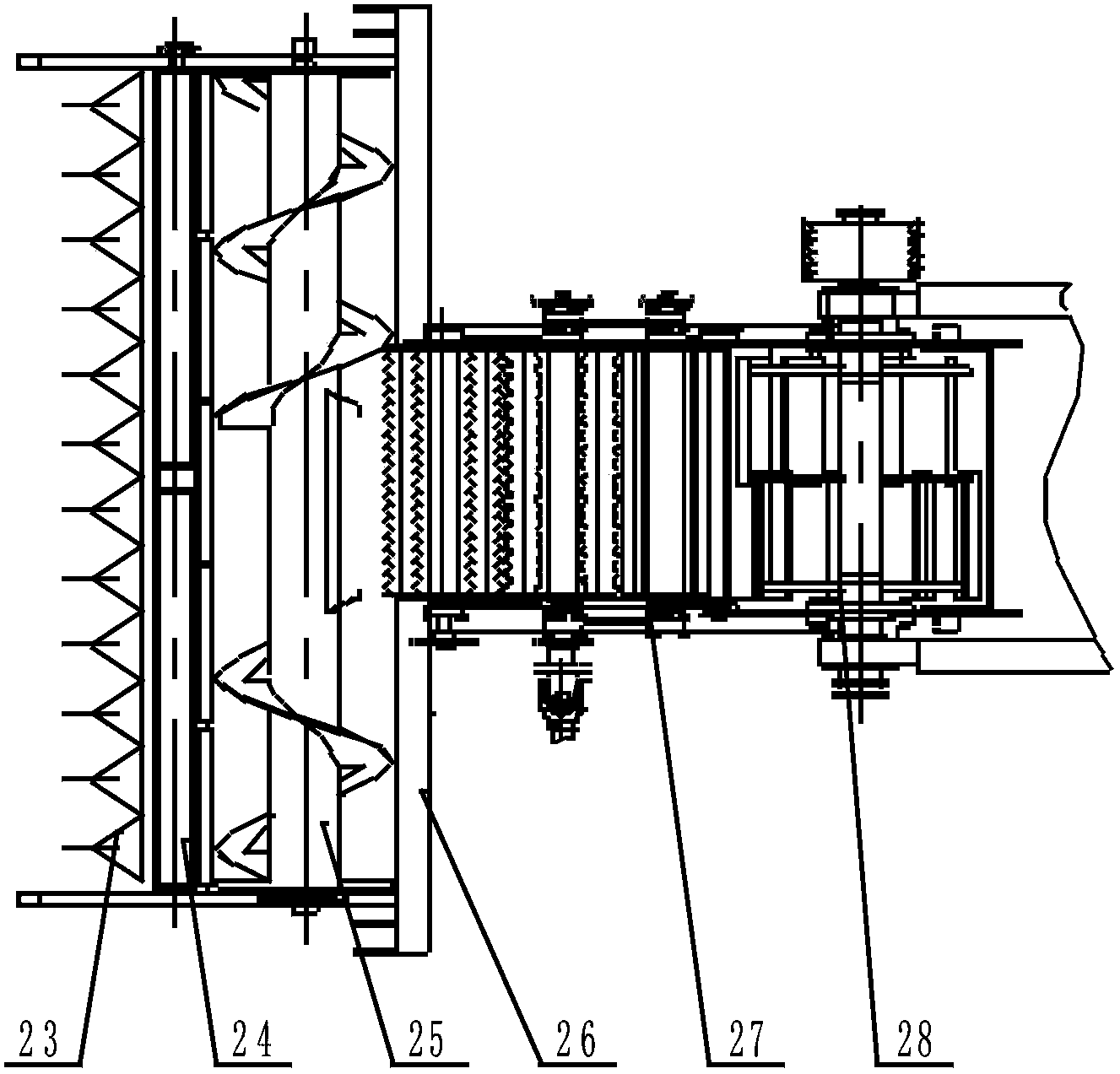 Small and medium size self-propelled corncob-stem both-gaining corn combine harvester