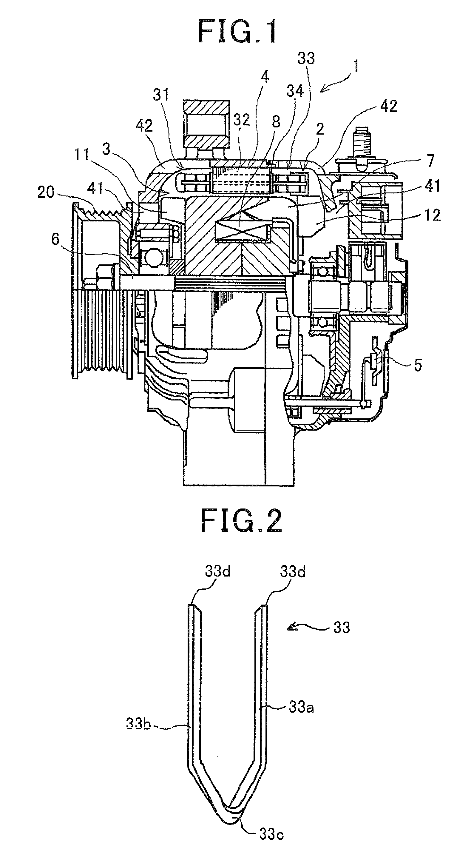 Stator for use in electric rotating machine