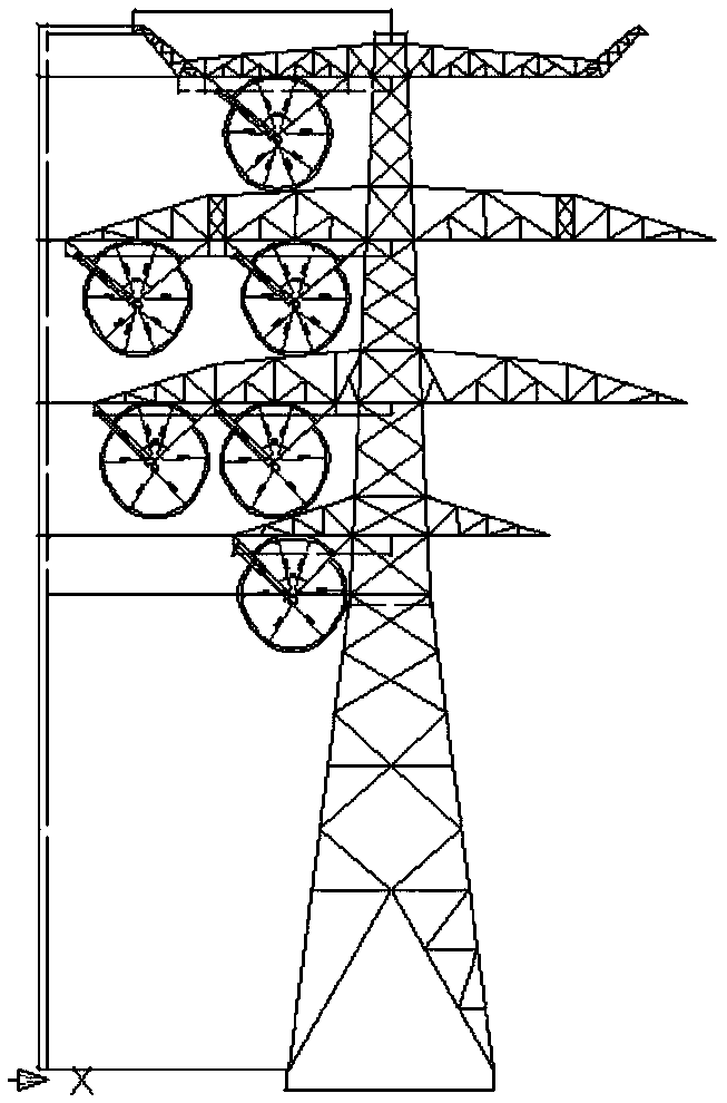 Device for alternating-current 750 kV same-tower four-circuit transmission tower