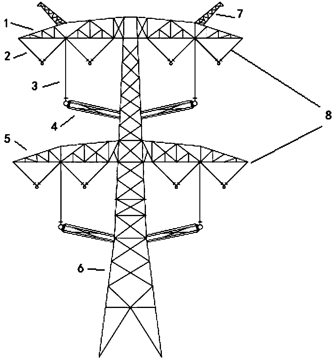 Device for alternating-current 750 kV same-tower four-circuit transmission tower