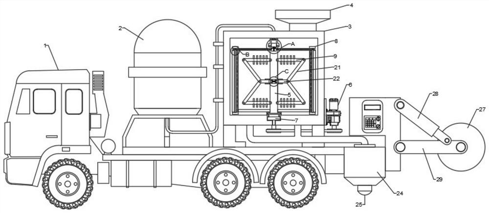 Asphalt paving device for road construction