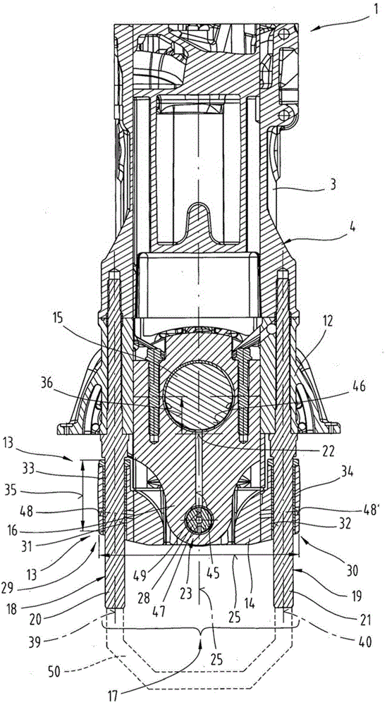 Reciprocating piston internal combustion engine with mass balancing device